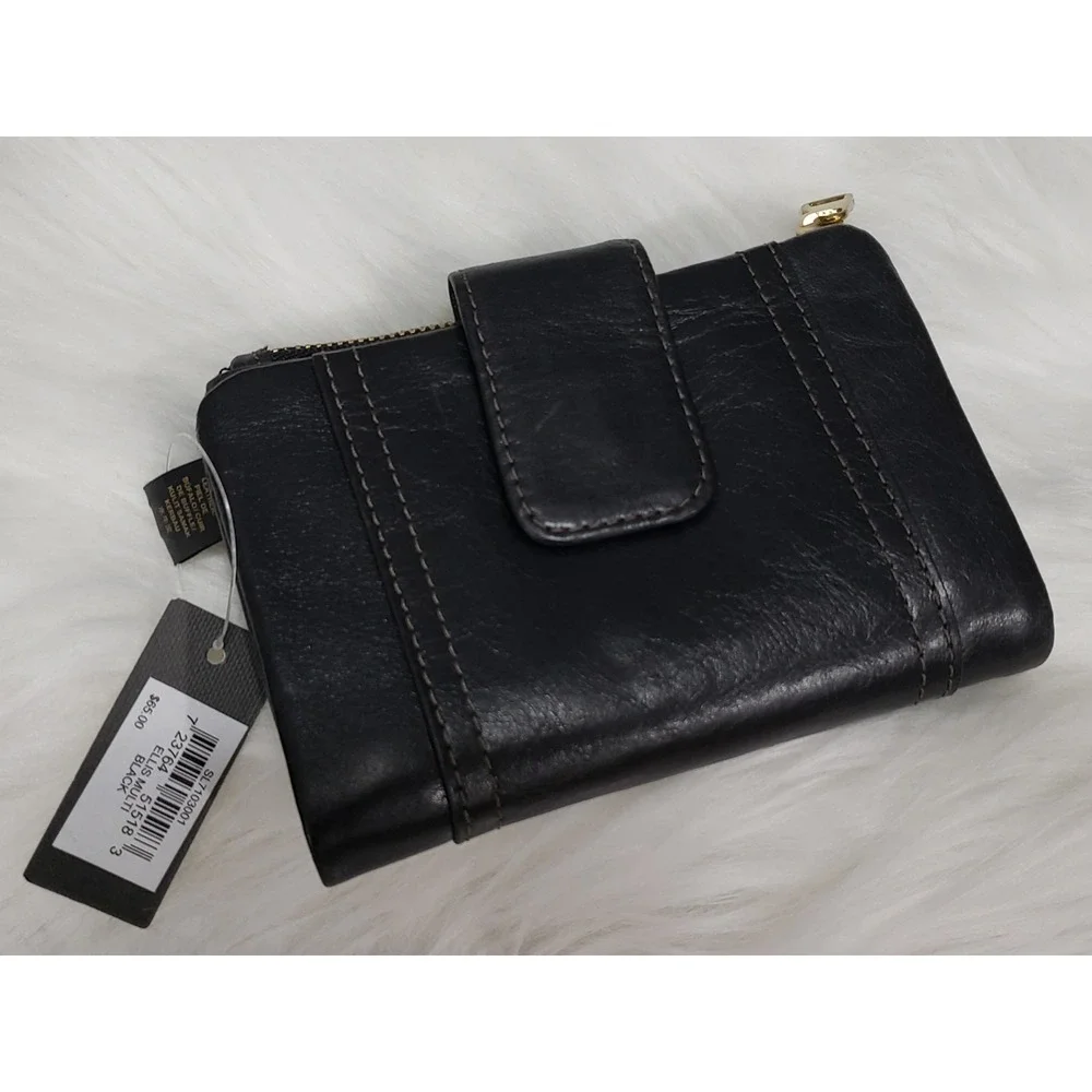 NEW Fossil Ellis Multi function Leather Wallet in Black Card Holder Womens